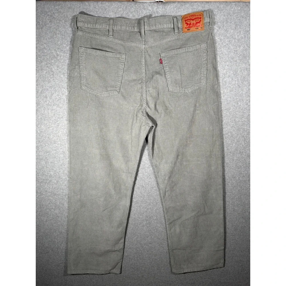 Levis 565 Loose Straight Corduroy Pants Mens 40x32 Gray A7221-0057 Cotton